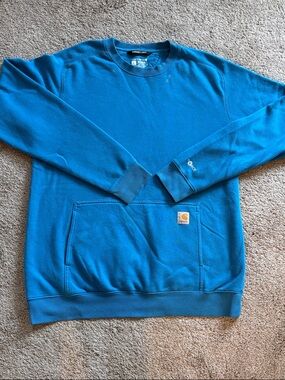 Carhartt Men’s Bright Teal Crewneck Sweatshirt with Kangaroo Pocket